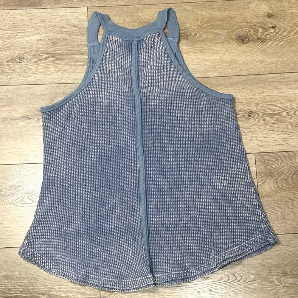 •Sold•  White Birch Acid Wash Waffle Knit Henley Tank Top - Picture 8 of 9